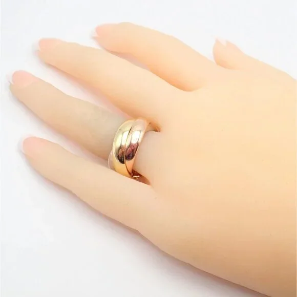 Authentic! Cartier Trinity 18k TriColor Gold Wide Band Ring + Papers sz 55 7.25 - Picture 6 of 10
